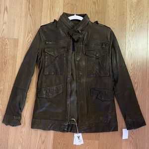 Joe’s 100% authentic leather jacket in Olive.